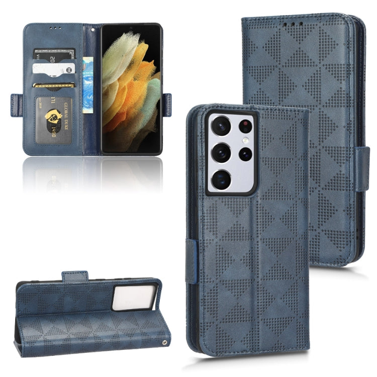 For Samsung Galaxy S21 Ultra 5G Symmetrical Triangle Leather Phone Case