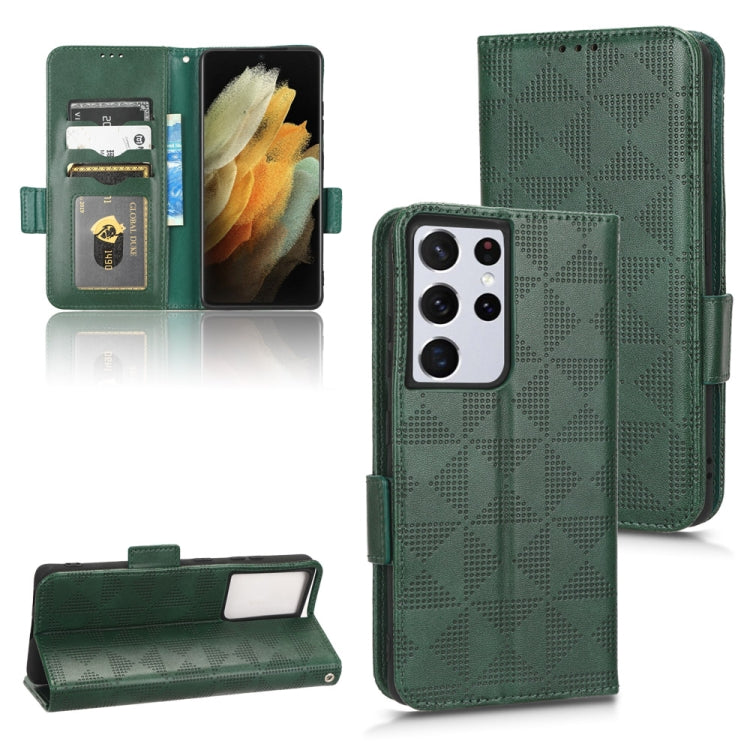 For Samsung Galaxy S21 Ultra 5G Symmetrical Triangle Leather Phone Case