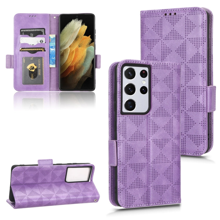 For Samsung Galaxy S21 Ultra 5G Symmetrical Triangle Leather Phone Case