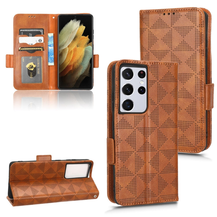 For Samsung Galaxy S21 Ultra 5G Symmetrical Triangle Leather Phone Case