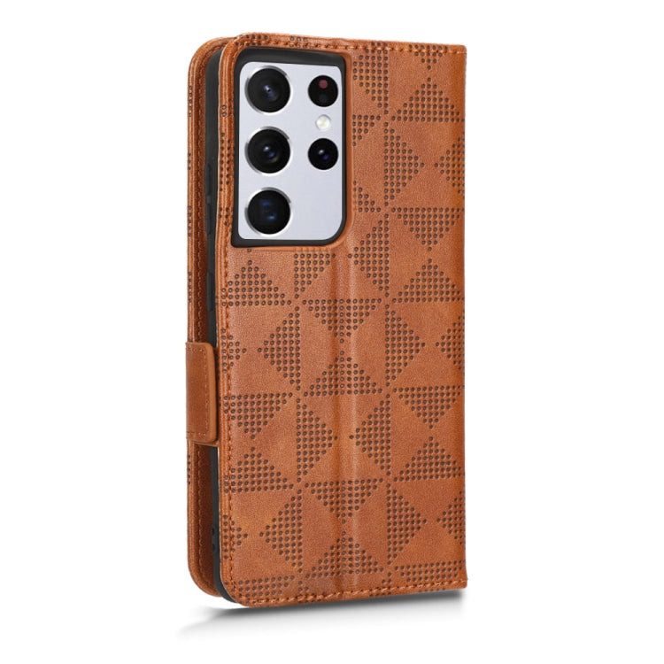 For Samsung Galaxy S21 Ultra 5G Symmetrical Triangle Leather Phone Case