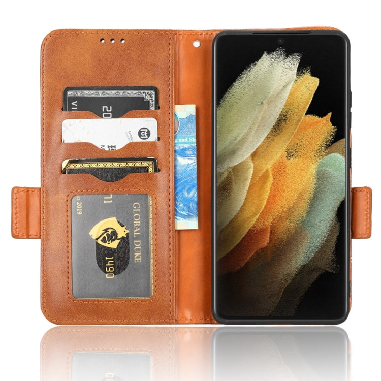 For Samsung Galaxy S21 Ultra 5G Symmetrical Triangle Leather Phone Case
