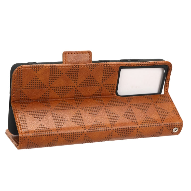 For Samsung Galaxy S21 Ultra 5G Symmetrical Triangle Leather Phone Case