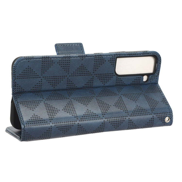 For Samsung Galaxy S21+ 5G Symmetrical Triangle Leather Phone Case