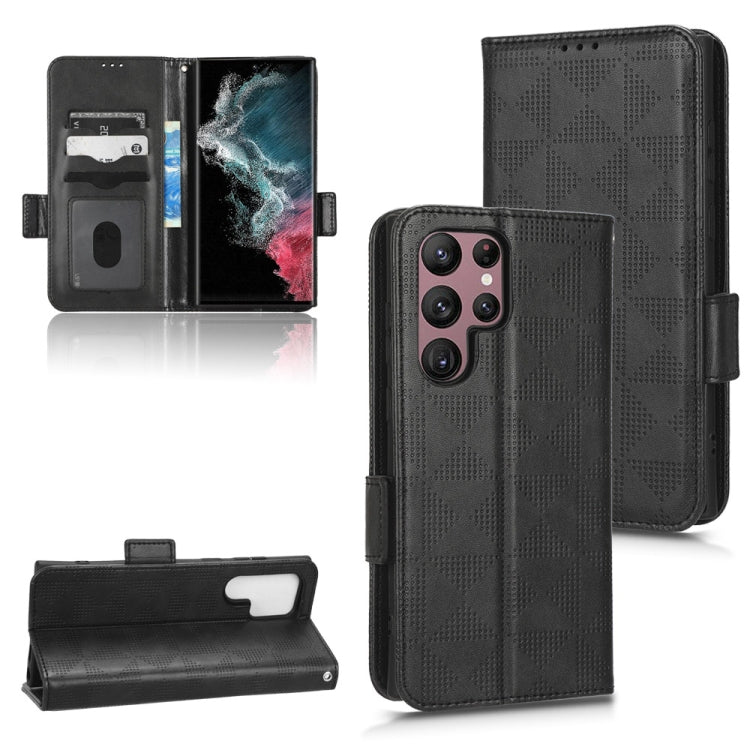 For Samsung Galaxy S22 Ultra 5G Symmetrical Triangle Leather Phone Case