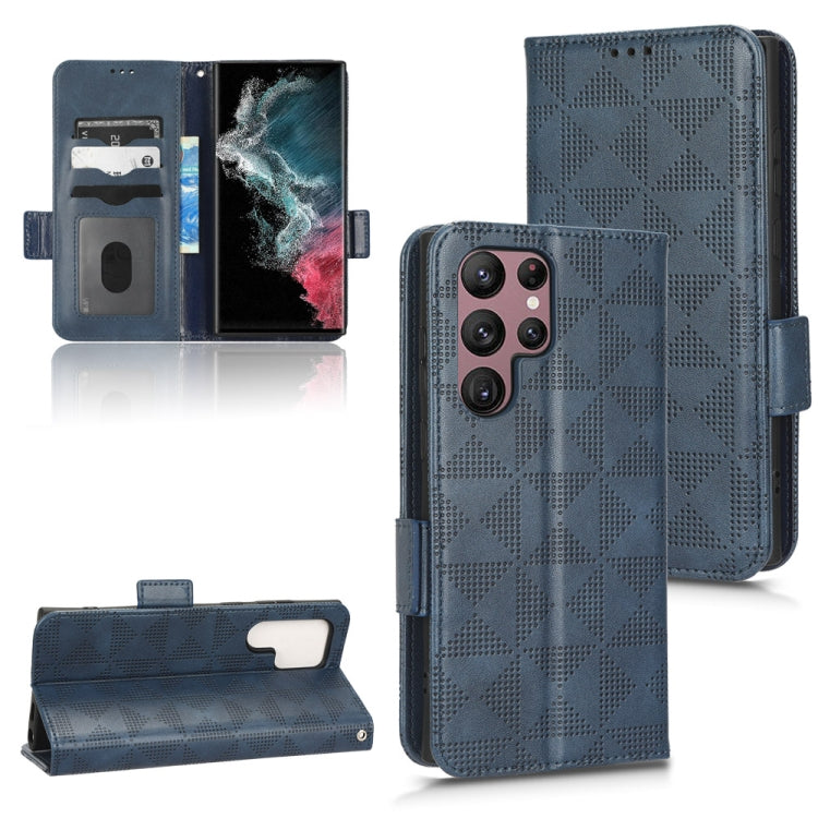For Samsung Galaxy S22 Ultra 5G Symmetrical Triangle Leather Phone Case