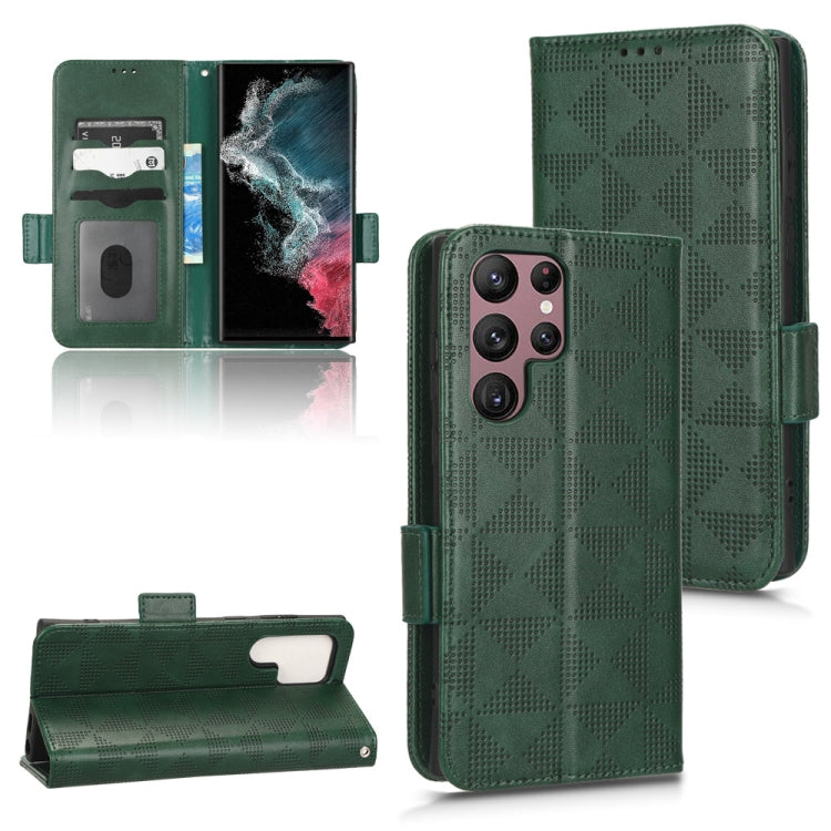 For Samsung Galaxy S22 Ultra 5G Symmetrical Triangle Leather Phone Case