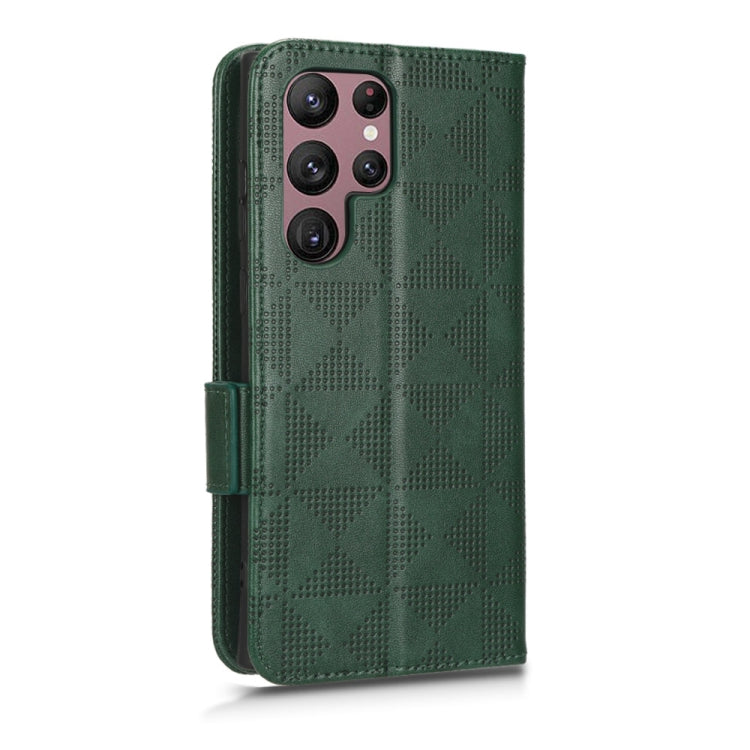 For Samsung Galaxy S22 Ultra 5G Symmetrical Triangle Leather Phone Case