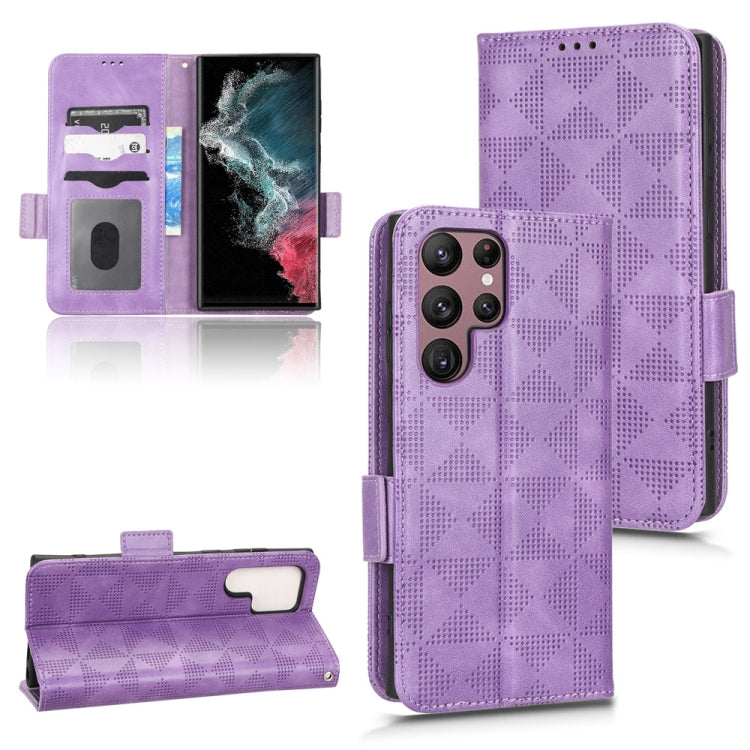 For Samsung Galaxy S22 Ultra 5G Symmetrical Triangle Leather Phone Case
