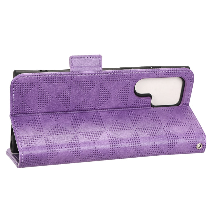 For Samsung Galaxy S22 Ultra 5G Symmetrical Triangle Leather Phone Case
