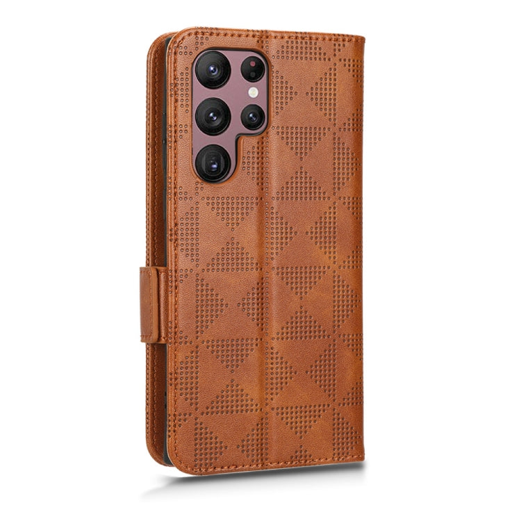 For Samsung Galaxy S22 Ultra 5G Symmetrical Triangle Leather Phone Case