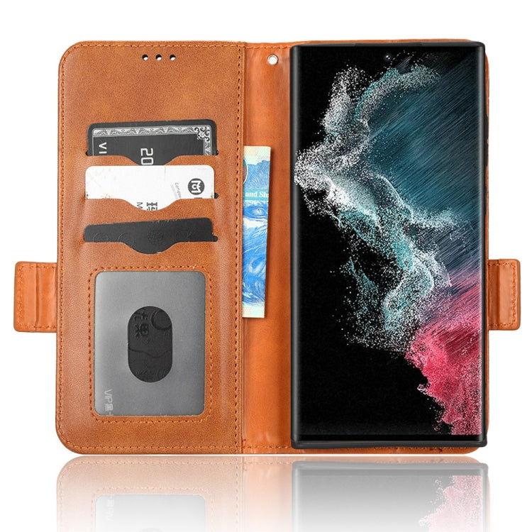 For Samsung Galaxy S22 Ultra 5G Symmetrical Triangle Leather Phone Case
