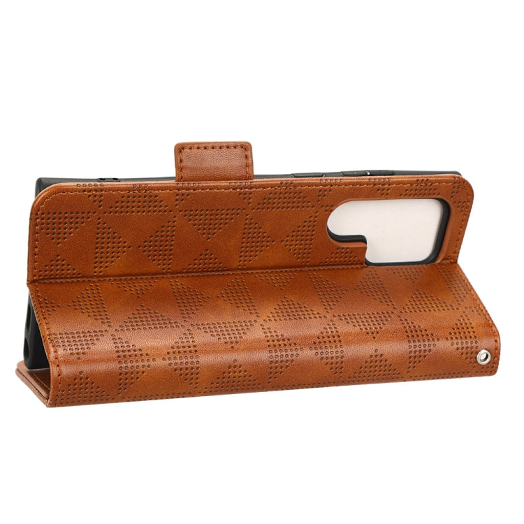 For Samsung Galaxy S22 Ultra 5G Symmetrical Triangle Leather Phone Case