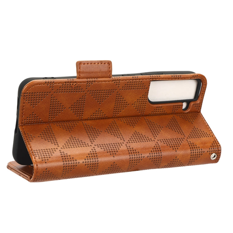 For Samsung Galaxy S22 5G Symmetrical Triangle Leather Phone Case