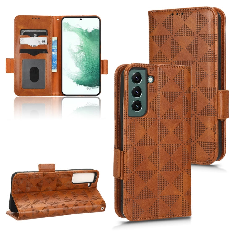 For Samsung Galaxy S22+ 5G Symmetrical Triangle Leather Phone Case