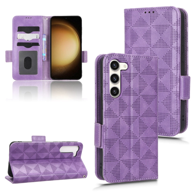 For Samsung Galaxy S23+ 5G Symmetrical Triangle Leather Phone Case