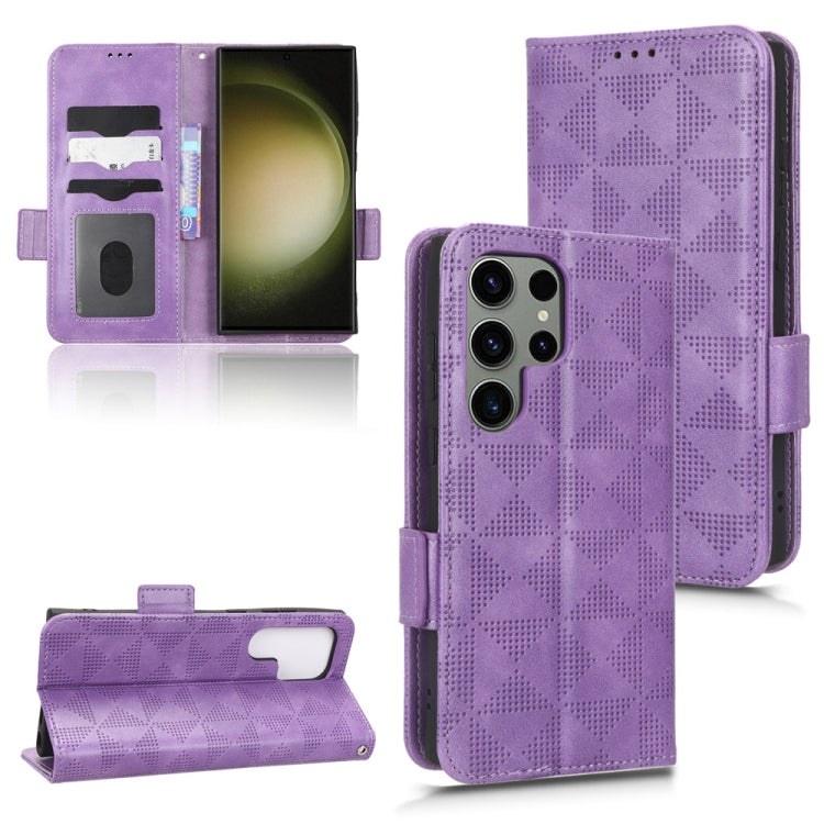 For Samsung Galaxy S23 Ultra 5G Symmetrical Triangle Leather Phone Case