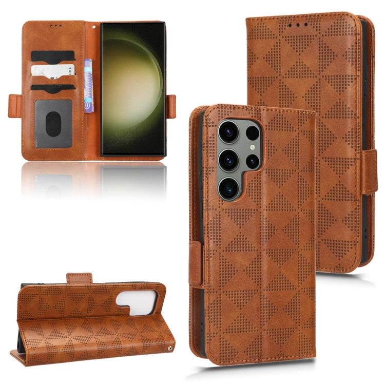 For Samsung Galaxy S23 Ultra 5G Symmetrical Triangle Leather Phone Case