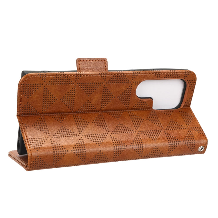 For Samsung Galaxy S23 Ultra 5G Symmetrical Triangle Leather Phone Case