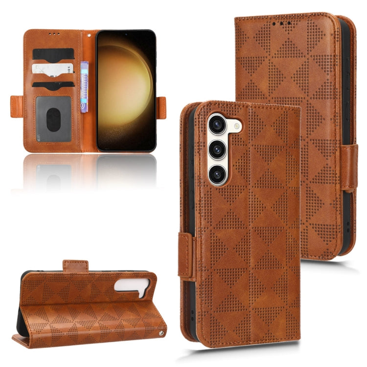 For Samsung Galaxy S23 5G Symmetrical Triangle Leather Phone Case