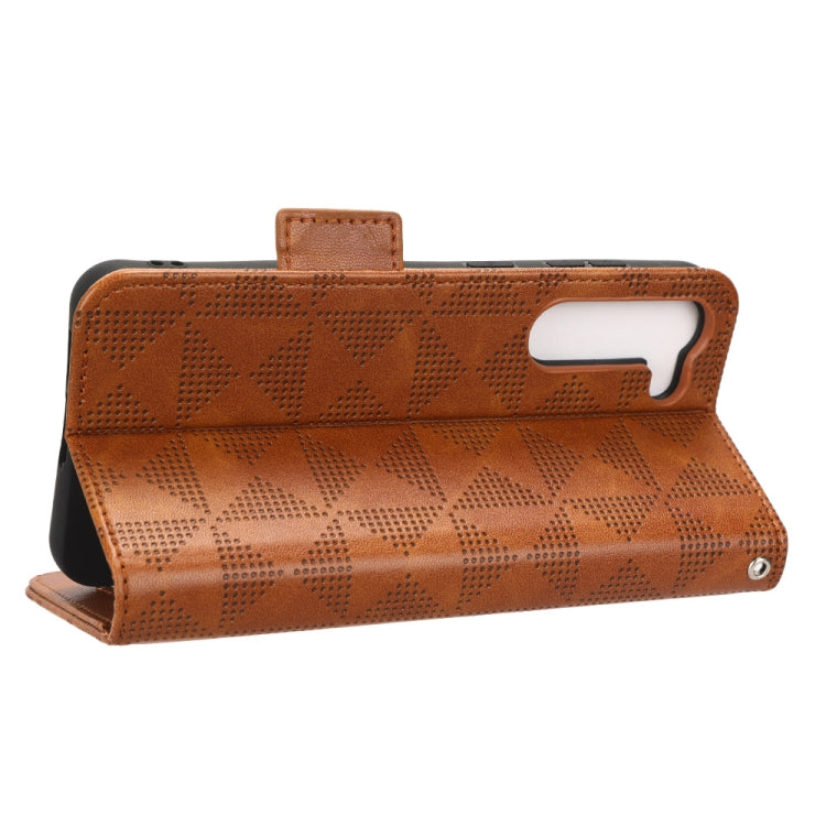 For Samsung Galaxy S23 5G Symmetrical Triangle Leather Phone Case