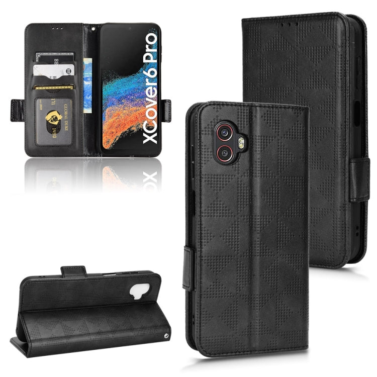 For Samsung Galaxy Xcover 6 Pro Symmetrical Triangle Leather Phone Case