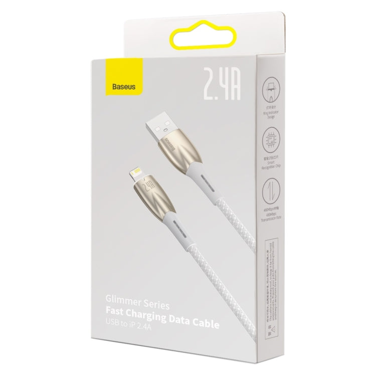 Baseus Glimmer Series 2.4A USB to 8 Pin Fast Charging Data Cable, Length:1m(White)