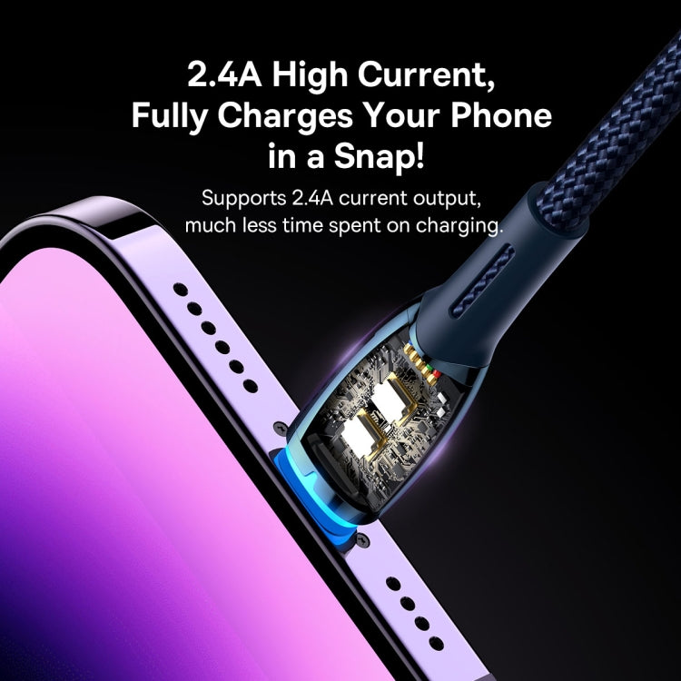 Baseus Glimmer Series 2.4A USB to 8 Pin Fast Charging Data Cable, Length:2m(Blue)