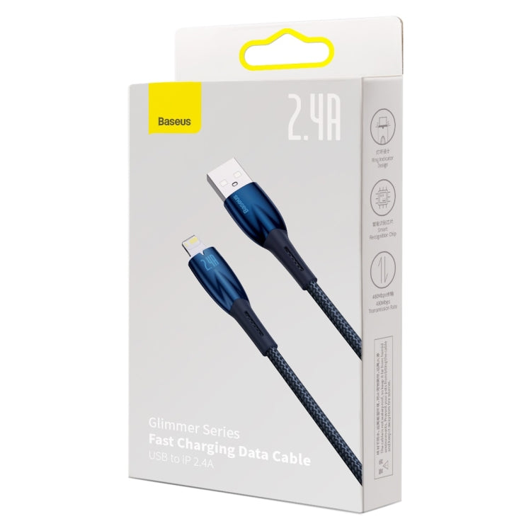 Baseus Glimmer Series 2.4A USB to 8 Pin Fast Charging Data Cable, Length:2m(Blue)