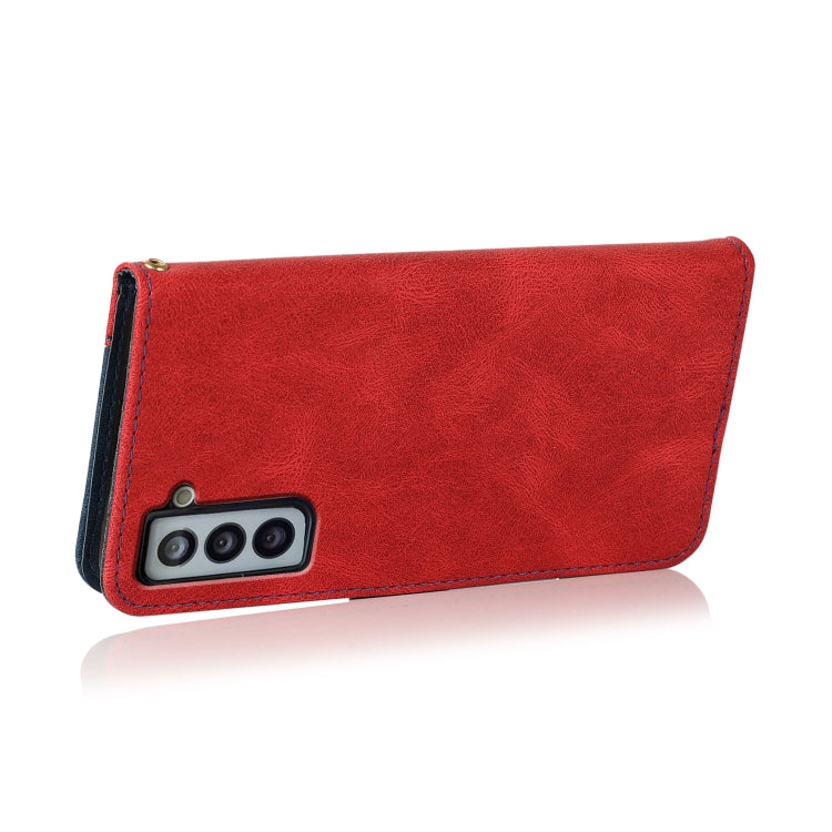 For Samsung Galaxy S21 5G Dual-color Stitching Leather Phone Case