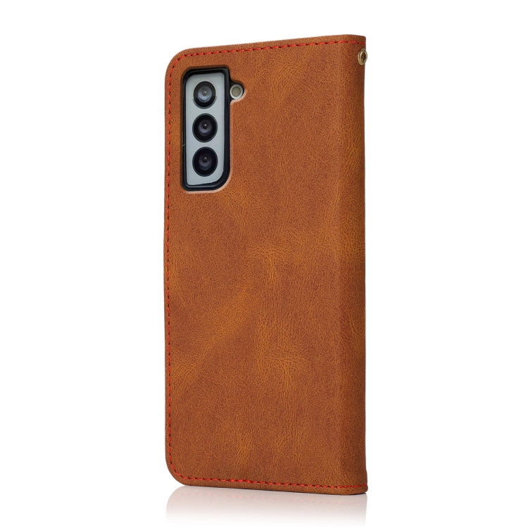 For Samsung Galaxy S21 5G Dual-color Stitching Leather Phone Case