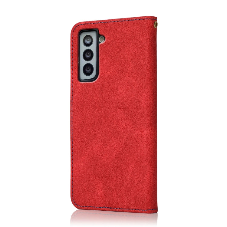 For Samsung Galaxy S21+ 5G Dual-color Stitching Leather Phone Case