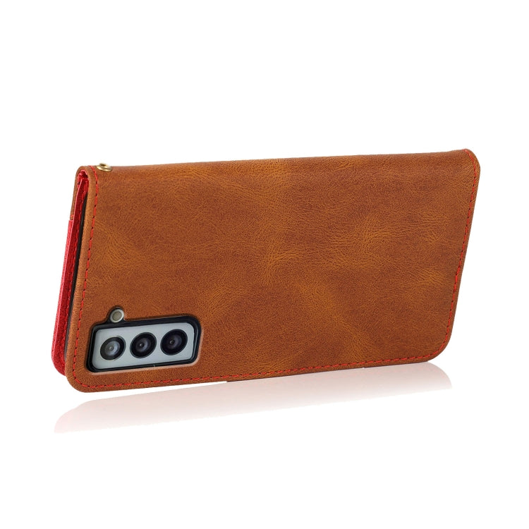 For Samsung Galaxy S21+ 5G Dual-color Stitching Leather Phone Case