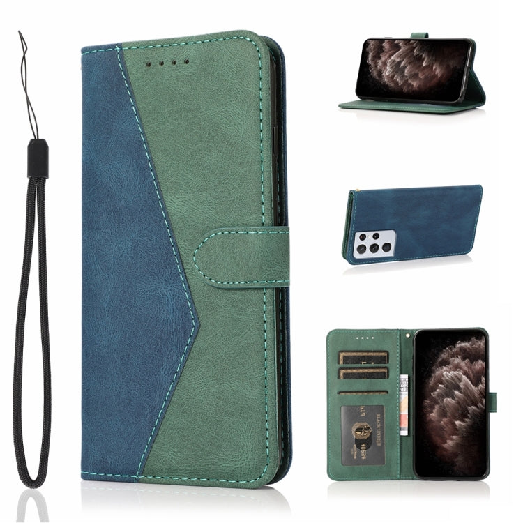 For Samsung Galaxy S21 Ultra 5G Dual-color Stitching Leather Phone Case