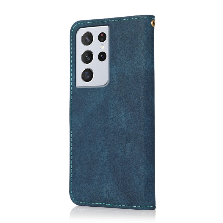 For Samsung Galaxy S21 Ultra 5G Dual-color Stitching Leather Phone Case