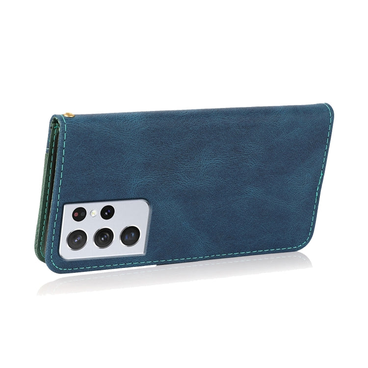 For Samsung Galaxy S21 Ultra 5G Dual-color Stitching Leather Phone Case