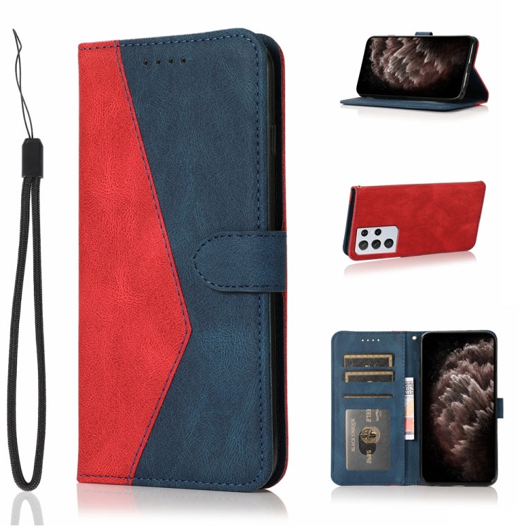 For Samsung Galaxy S21 Ultra 5G Dual-color Stitching Leather Phone Case