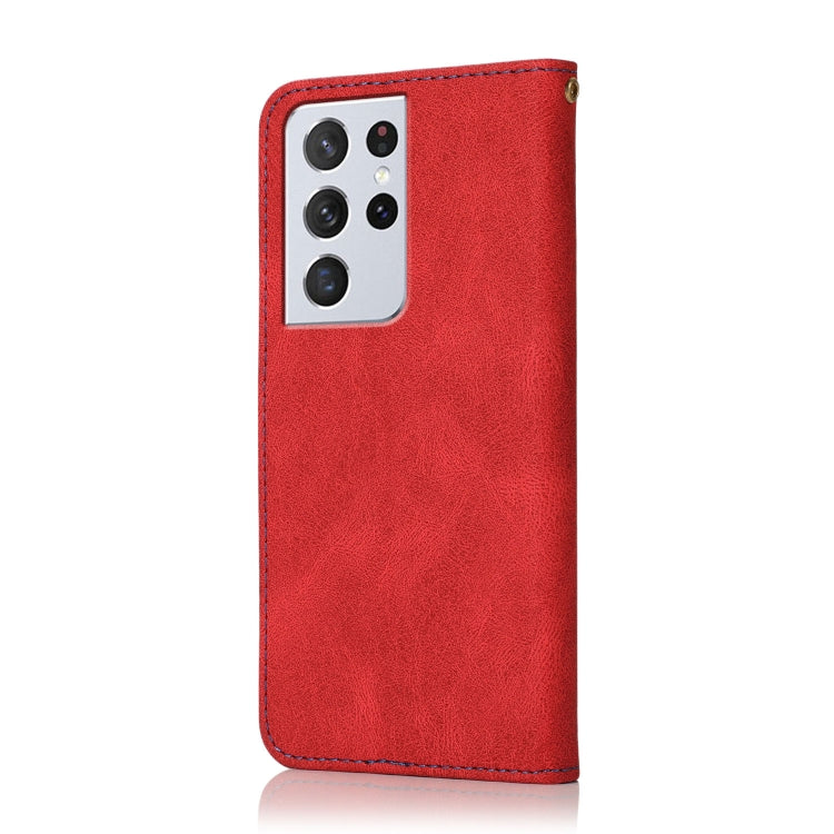 For Samsung Galaxy S21 Ultra 5G Dual-color Stitching Leather Phone Case