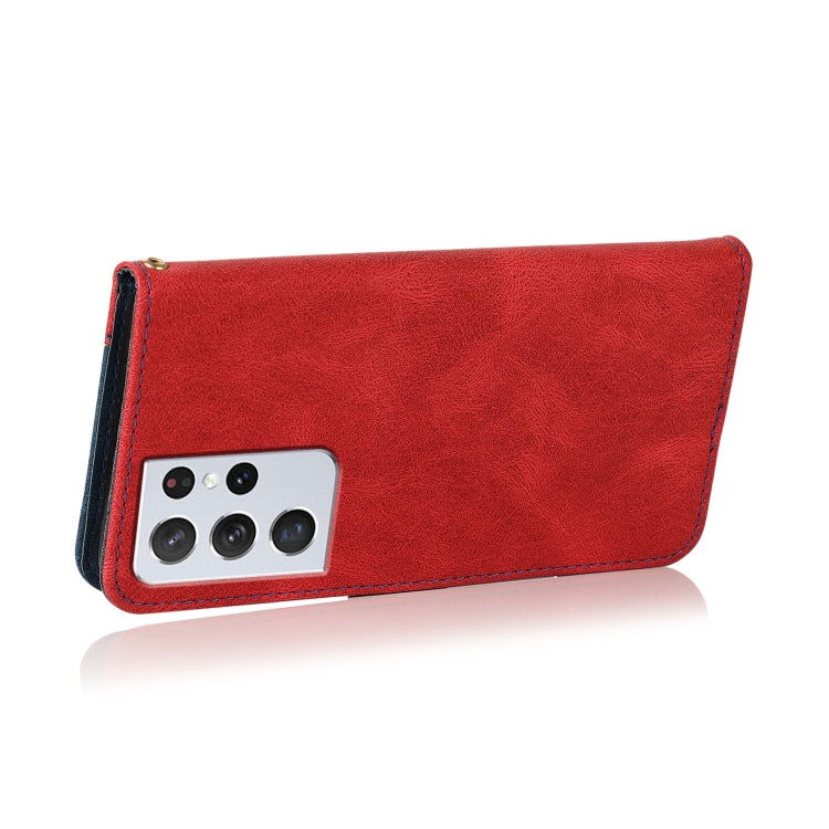 For Samsung Galaxy S21 Ultra 5G Dual-color Stitching Leather Phone Case