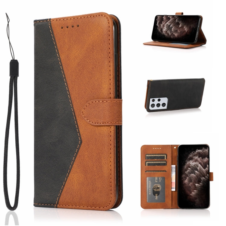For Samsung Galaxy S21 Ultra 5G Dual-color Stitching Leather Phone Case