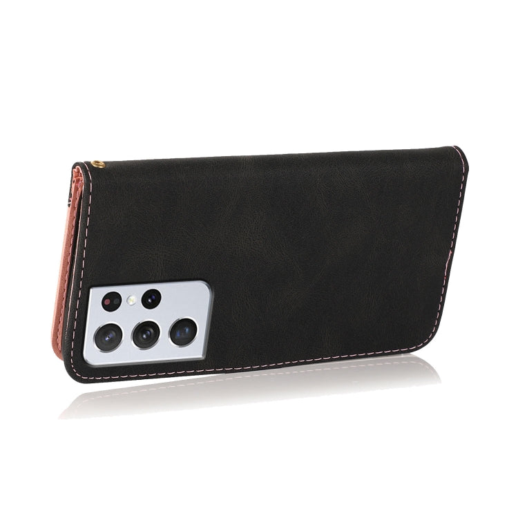 For Samsung Galaxy S21 Ultra 5G Dual-color Stitching Leather Phone Case