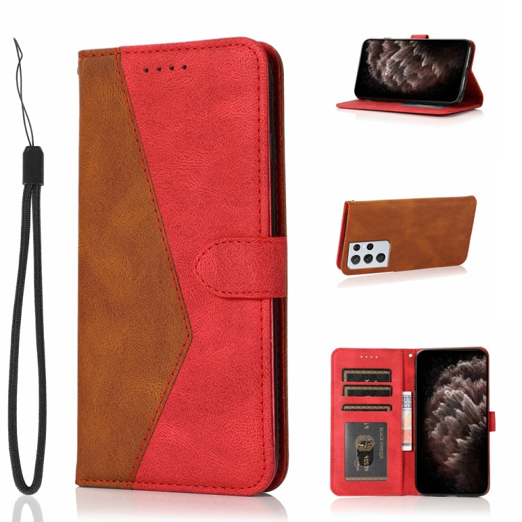 For Samsung Galaxy S21 Ultra 5G Dual-color Stitching Leather Phone Case
