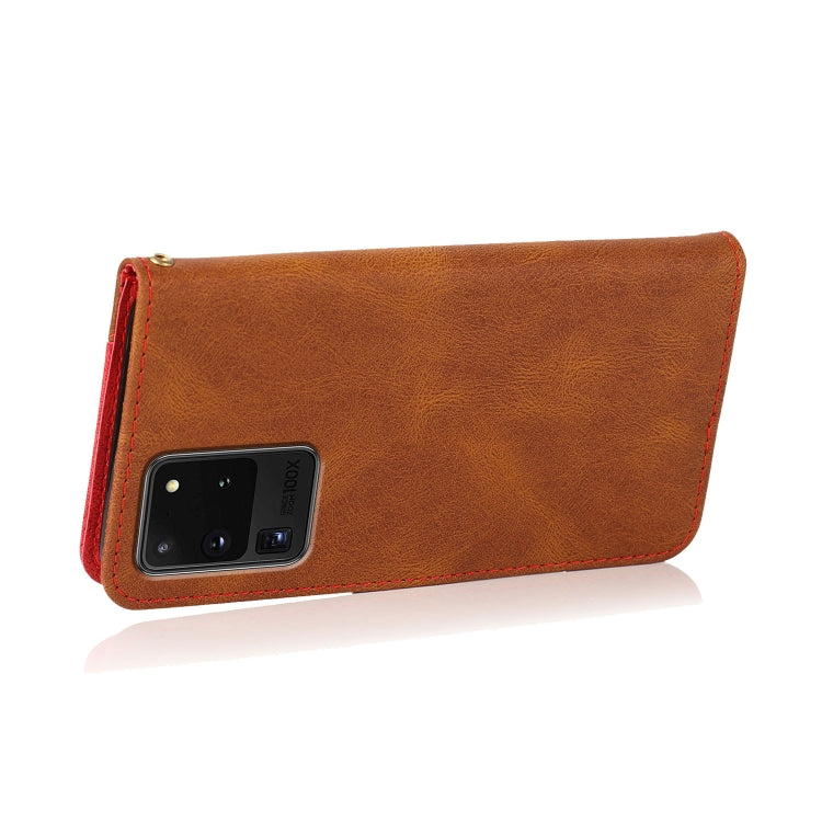 For Samsung Galaxy S20 Ultra Dual-color Stitching Leather Phone Case