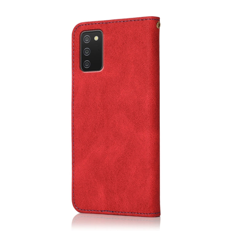 For Samsung Galaxy A02s EU / M02s Dual-color Stitching Leather Phone Case