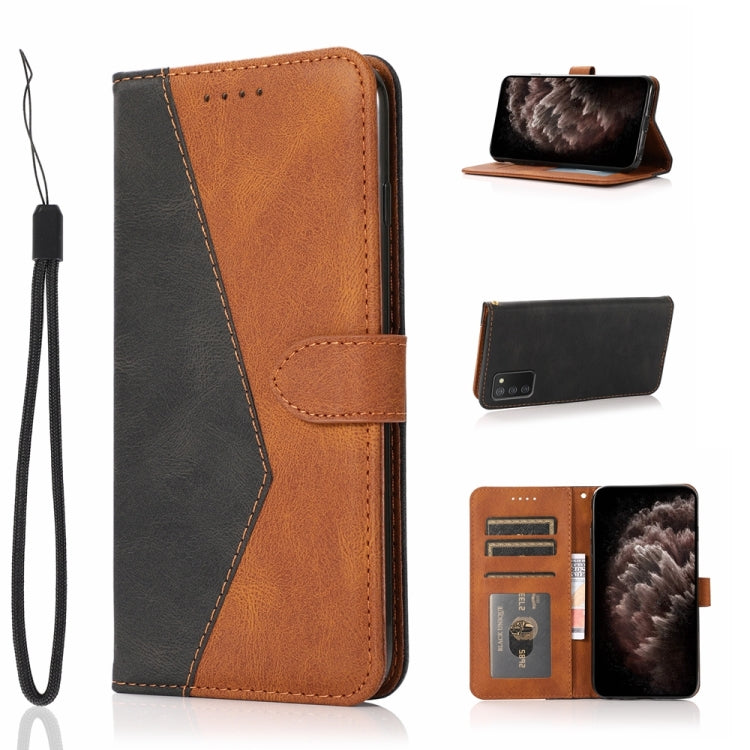 For Samsung Galaxy A02s EU / M02s Dual-color Stitching Leather Phone Case