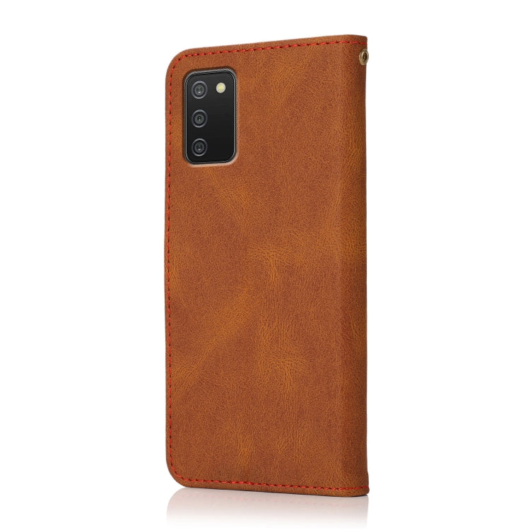 For Samsung Galaxy A02s EU / M02s Dual-color Stitching Leather Phone Case