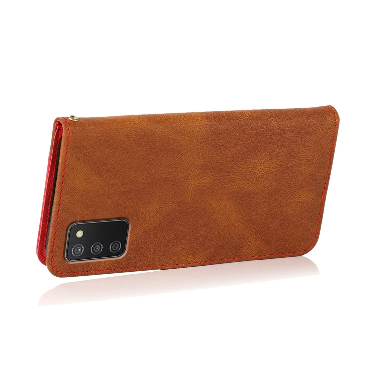 For Samsung Galaxy A02s EU / M02s Dual-color Stitching Leather Phone Case