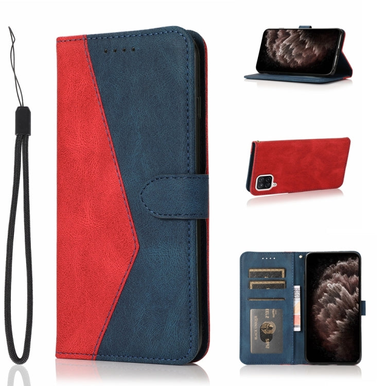 For Samsung Galaxy A22 4G Dual-color Stitching Leather Phone Case