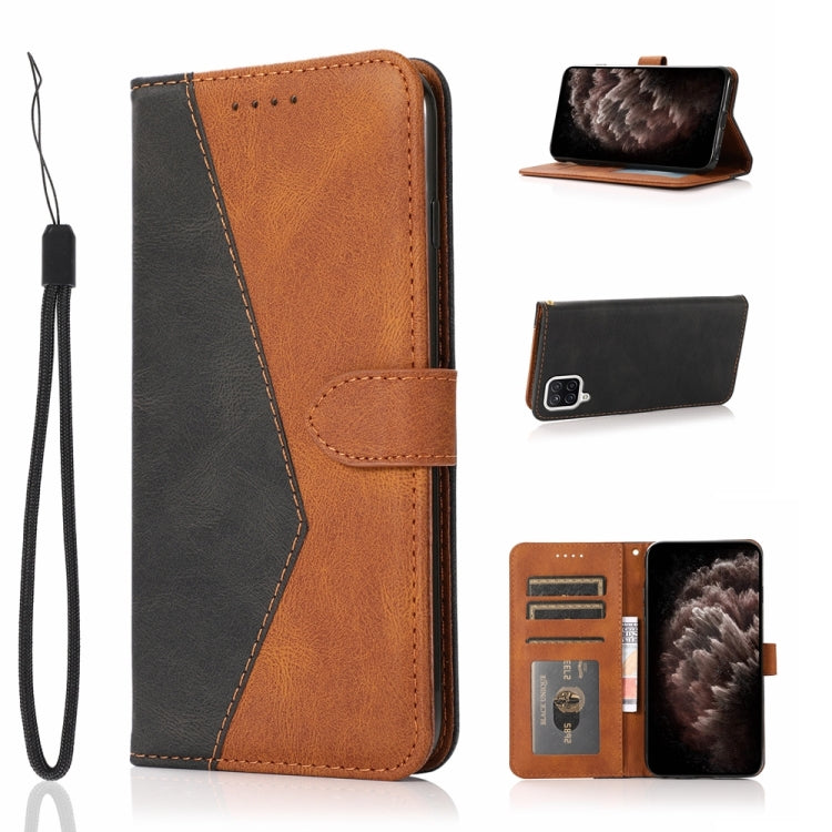 For Samsung Galaxy A22 4G Dual-color Stitching Leather Phone Case