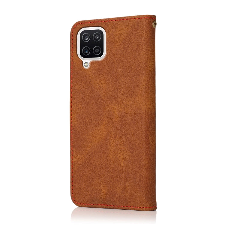 For Samsung Galaxy A22 4G Dual-color Stitching Leather Phone Case